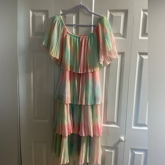 open lace back dress Buy 11919-Brocade Floral Dress-Pastel Multi from C&W